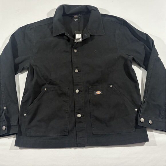Dickies Jacket Mens Black Chore Coat Workwear Button Canvas Trucker Sz M NWT - Picture 2 of 12